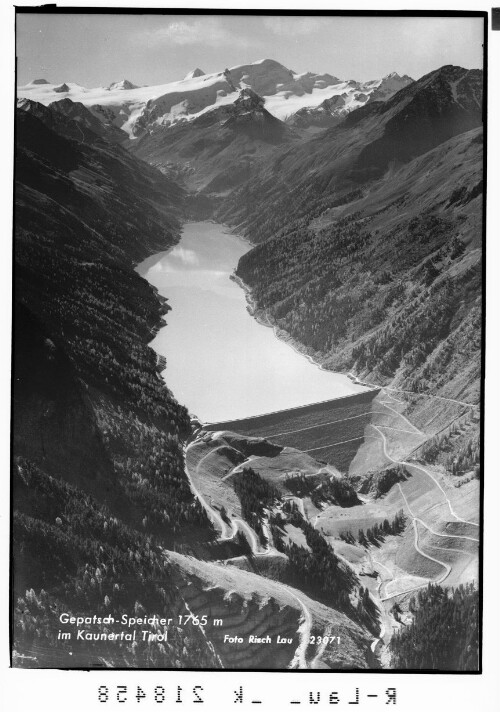 Gepatsch Speicher 1765 m im Kaunertal Tirol : [Gepatsch Stausee im Kaunertal gegen Gepatschferner mit Langtauferer Spitze / Weisskugel und Weißseespitze]