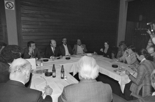 [Pressekonferenz von Fritz Mayer, Oscar Sandner und Werner Schelling]