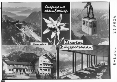 Ein Gruß mit echtem Edelweiß von der Tiroler Zugspitzbahn