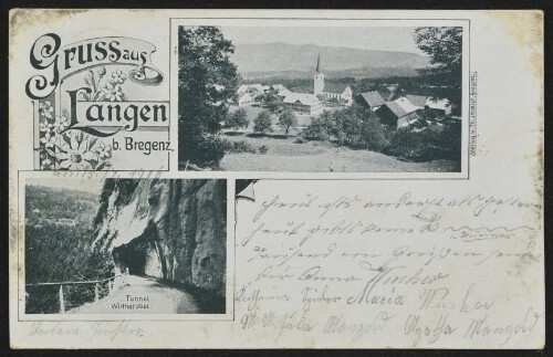 Gruss aus Langen b. Bregenz : Tunnel Wirthatobel : [Correspondenz-Karte An ... in ...]