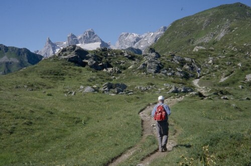 [Höhenweg Golm-Kreuzjoch mit Blick auf Drei Türme]