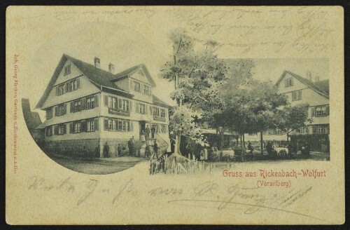 Gruss aus Rickenbach-Wolfurt (Vorarlberg) : Joh. Georg Fischer, Gasthaus u. Bierbrauerei z. Adler : [Postkarte ...]