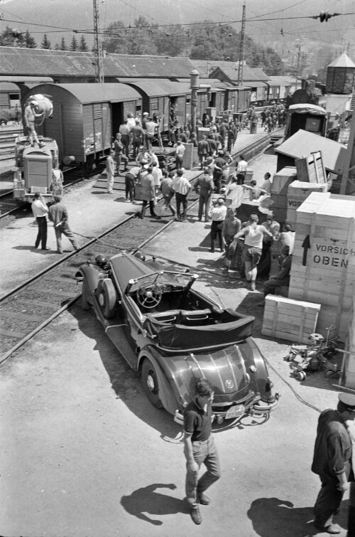 Dreharbeiten zum Film  Hannibal Brooks  am Bahnhof in Bregenz