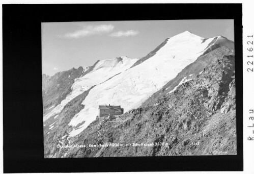 Ötztaler Alpen / Ramolhaus 3006 m mit Schalfkogl 3536 m