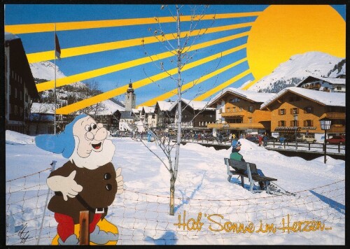 [Lech] Hab' Sonne im Herzen ... : [Internationaler Wintersportplatz Lech am Arlberg, 1450 m Zentrum mit  Kindergartenzwerg  am Sammelplatz, Vorarlberg, Österreich ...]