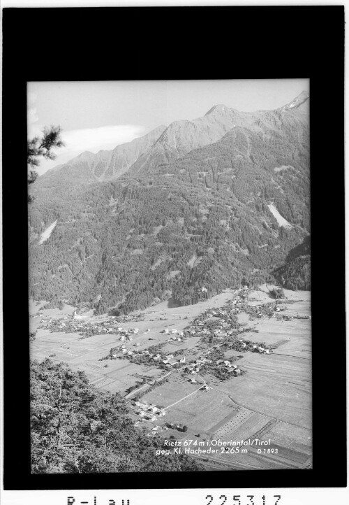 Rietz 674 m im Oberinntal / Tirol gegen Kleinen Hocheder 2265 m : [Rietz gegen Kleinen Hocheder 2651 m und Hocheder 2796 m]