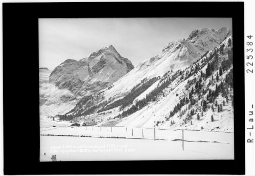 Lüsens 1639 m mit Fernerkogel 3192 m und Schöntalspitze 3008 m / Sellraintal / Tirol : [Lüsens im Lüsenstal gegen Lüsenser Fernerkogel 3928 m und Schöntalspitze]