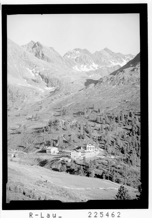 [Kühtai in Tirol / Dortmunder Hütte - Sporthaus Alpina und Gasthof Kühtaier Schlößl gegen Kraspesspitze]