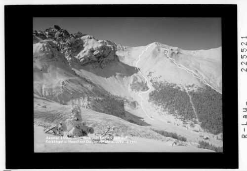 Axamer Lizum / Tirol / Blick vom Birgitzköpfl auf Kalkkögel und Hoadl mit Damenabfahrtstrecke