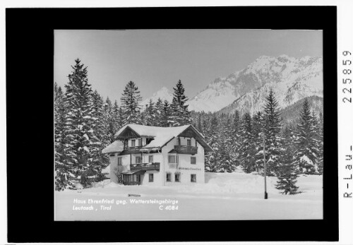 Haus Ehrenfried gegen Wettersteingebirge / Leutasch / Tirol : [Gästehaus Ehrenfried gegen Predigtstuhl und Hochwanner]