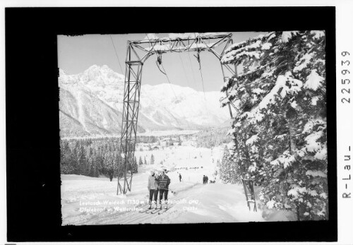 Leutasch - Weidach 1130 m / Tirol / Schlepplift gegen Ofelekopf und Wetterstein : [Schlepplift bei Weidach gegen Ofelekopf und Wettersteinwand]