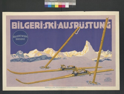 Werbetafel des Skiherstellers Bilgeri-Werk