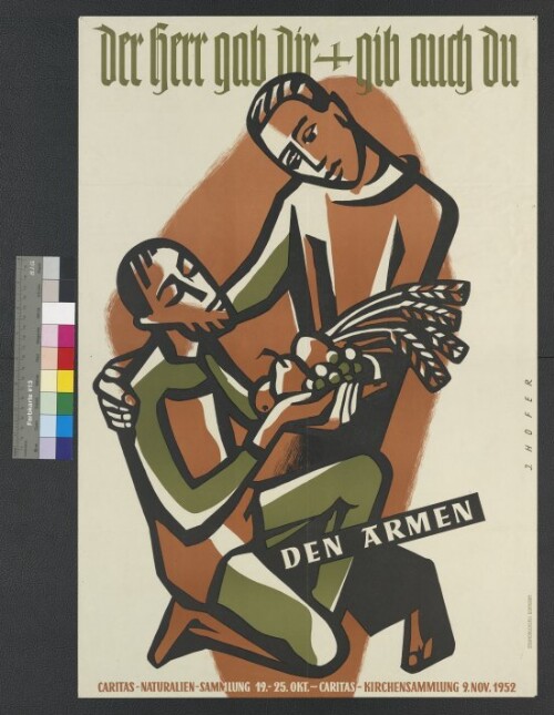 Plakat zur Caritas Naturaliensammlung und Kirchensammlung 1952