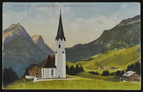 Schröcken (1260 m) im Bregenzerwald mit Künzelspitze 2307 m.