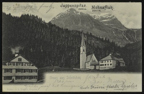 Gruss aus Schröcken : Juppenspitze 2290 m. : Mohnafluh 2641 m. : [Correspondenz-Karte ...]