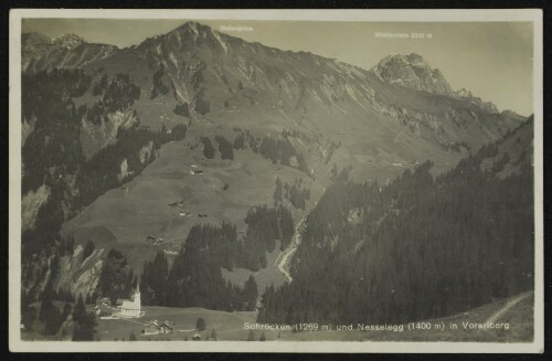 Schröcken (1269 m) und Nesselegg (1400 m) in Vorarlberg : Hoferspitze : Widderstein 2531 m