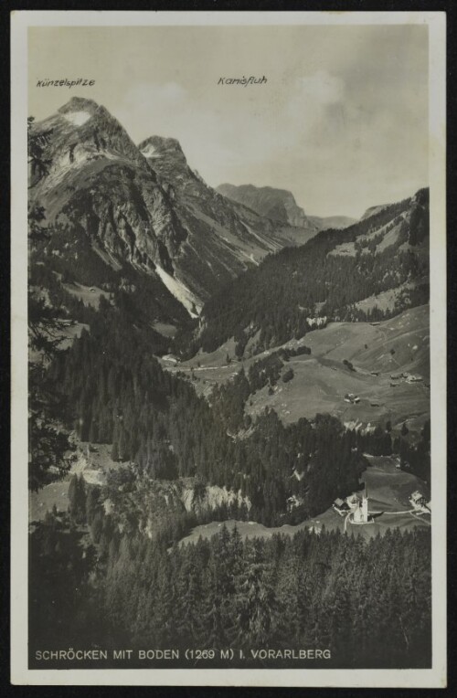 Schröcken mit Boden (1269 m) i. Vorarlberg : Künzelspitze : Kamisfluh