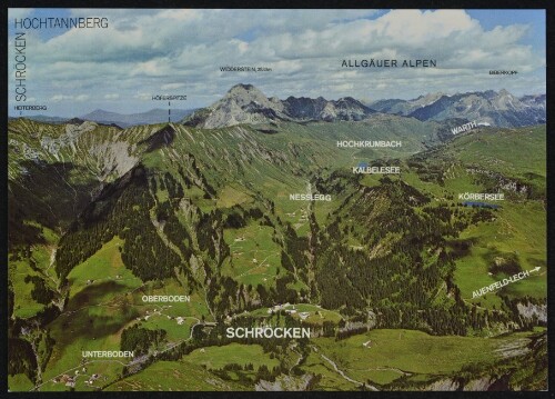 Schröcken Hochtannberg : Allgäuer Alpen ... : [Panorama vom Hochtannberg, 1679 m, Passlandschaft zwischen Bregenzerwald und Lechtal, Wasserscheide zwischen Nordsee und Schwarzem Meer, Vorarlberg, Österreich ...]