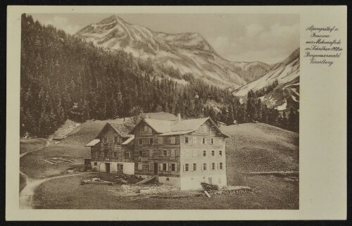 [Schröcken] Alpengasthof u. Pension zur Mohnenfluh in Schröcken 1262 m Bregenzerwald Vorarlberg : [Hochalpiner Luftkurort. Wintersportplatz. 30 Betten. Zentralheizung. Elektrisches Licht. Bäder im Hause. Zu jeder Tageszeit kalte und warme Speizen zu bürgerlichen Tagespreisen ...]