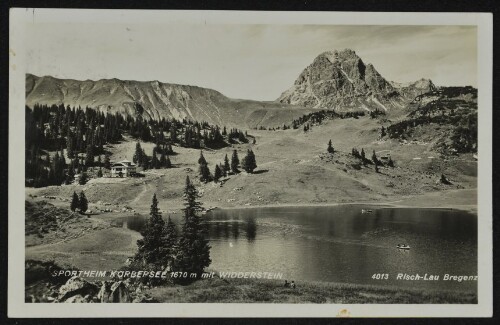 [Schröcken] Sportheim Körbersee 1670 m mit Widderstein : [Sonne - Berge - Wälder - See - Alpenflora Schwimm- Ruder- Bade- Bergsport ...]