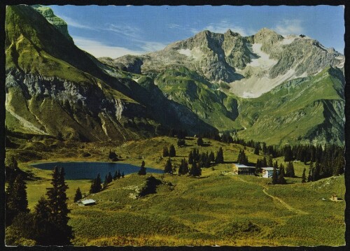 [Schröcken] : [Körbersee mit Hotel 1700 m gegen Braunarlspitze 2651 m ...]