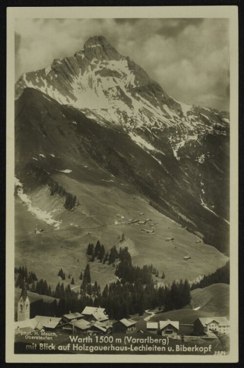 Warth 1500 m (Vorarlberg) mit Blick auf Holzgauerhaus-Lechleiten u. Biberkopf