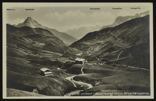 [Warth] Hochkrumbach (Vorarlberg) 1703 m, Blick ins Lechtal : Hohes Licht : Biberkopf : Wetterspitze : Höllenspitze : Mittagspitze