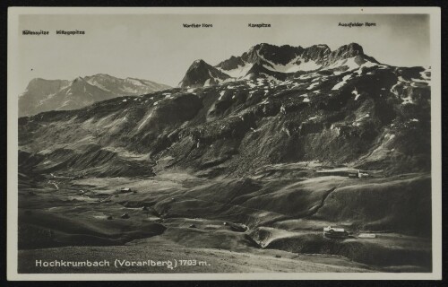 [Warth] Hochkrumbach (Vorarlberg) 1703 m. : Höllenspitze : Mittagspitze : Warther Horn : Karspitze : Auenfelder Horn