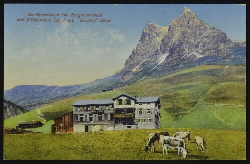 [Warth] Hochkrumbach im Bregenzerwald mit Widderstein (2536 m) Gasthof Adler