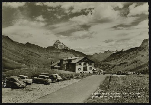 [Warth] Gasthof Adler, Hochkrumbach 1752 m gegen Biberkopf, 2600 m