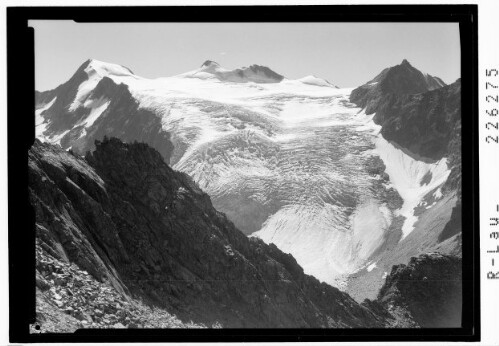 [Stubaier Alpen / Blick vom Trögler auf den Sulzenauferner mit Wildem Pfaff und Zuckerhütl]
