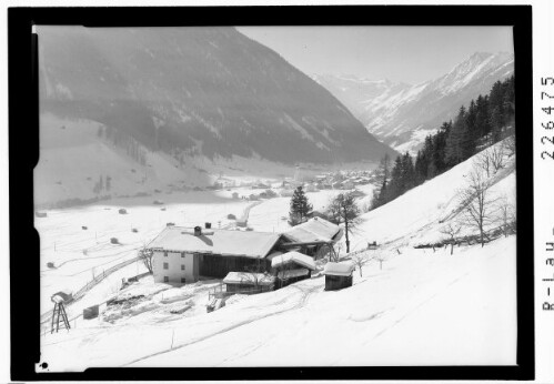 [Ebnerhof bei Neustift im Stubaital gegen Zuckerhütl und Greitspitze / Tirol]