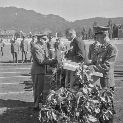 Bregenz, 2. Gendarmerie-Bundessportfest, Siegerehrung im Bodenseestadion