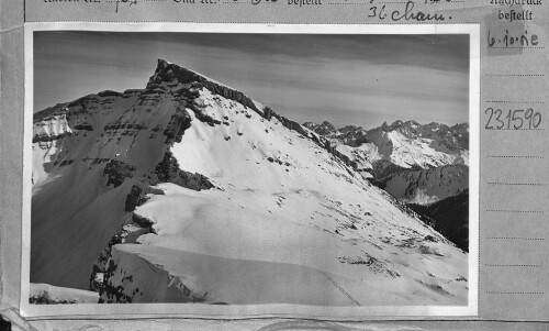 [Blick vom Pellinger Köpfle gegen Hohen Ifen und Allgäuer Alpen]