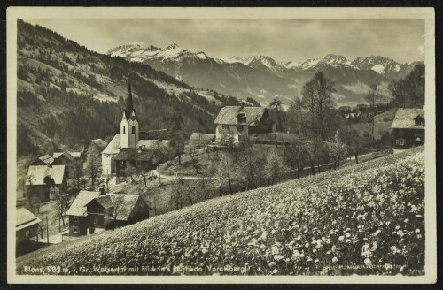 Blons, 902 m, i. Gr. Walsertal mit Blick in's Rhätikon (Vorarlberg) : [Gasthaus z. Adler (Bes. Gerold Lorenz) Blons i. Gr. W. - Herrliche ruhige Lage Ausgangspunkt für Touren: Löffelsp., Hoher Frassen, Gamsfreiheit, Rote Wand, Biberacher-, Göppinger- u. Freiburger-Hütte ...]