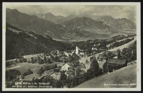 Blons, 902 m, i. Gr. Walsertal mit Blick in's Rhätikon (Vorarlberg)