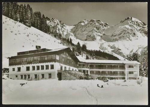 [Mittelberg] : [Alpenhof Wildental mit Schafalpenköpfen 2320 m Alpenhof Wildental Mittelberg / Kleinwalsertal, 1218 m Neu erbaut - Fernruf: Nr. 0 83 29 / 5 28 ...]