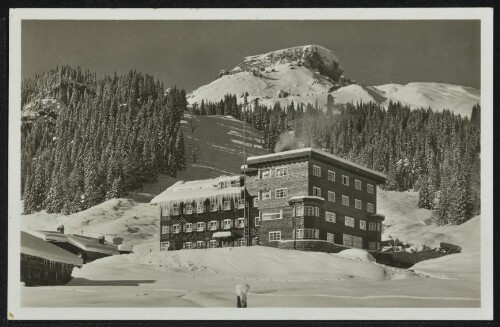 [Mittelberg Hirschegg] : [Sporthotel Auenhütte 1340 m kl. Walsertal. Das führende Haus des verwöhnten Sportlers. Prospekte durch Besitzer Otto Herz ...]