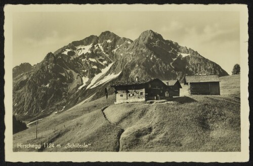 [Mittelberg] Hirschegg 1124 m  Schlössle  : [Hirschegg 1124 m  Schlössle  mit Elfer- u. Zwölferkopf ...]