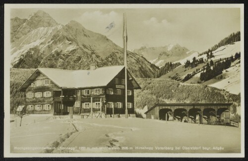 [Mittelberg] Hochgebirgskinderheim  Sonnegg  1200 m mit Widderstein 2535 m Hirschegg Vorarlberg bei Oberstdorf bayr. Allgäu