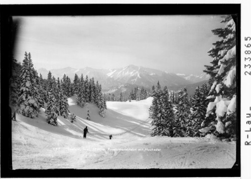 Seefeld, Tirol, 1200 m, Rosshüttenabfahrt mit Hocheder : [Blick von der Rosshüttenabfahrt bei Seefeld gegen Stubaier Alpen mit Seejoch und Hocheder]