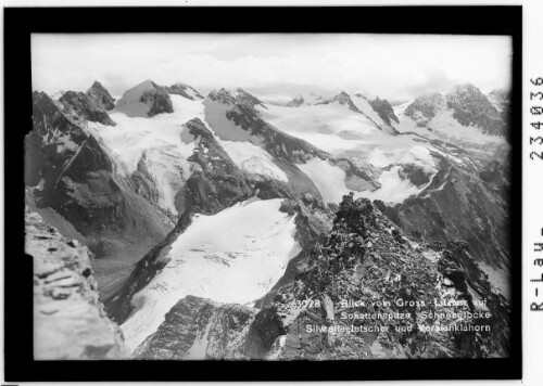 Blick vom Groß Litzner auf Schattenspitze, Schneeglocke, Silvrettagletscher und Verstanklahorn