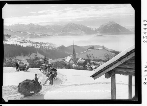 Höhenluft-Kurort und Wintersonnenplatz Fraxern / Vorarlberg : [Fraxern gegen Rhaetikon mit Scesaplana - Panüler - Galinakopf und Drei Schwestern]