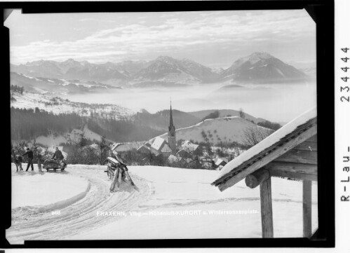 Fraxern / Vorarlberg - Höhenluft-Kurort und Wintersonnenplatz : [Fraxern gegen Rhaetikon mit Scesaplana - Panüler - Galinakopf und Drei Schwestern]