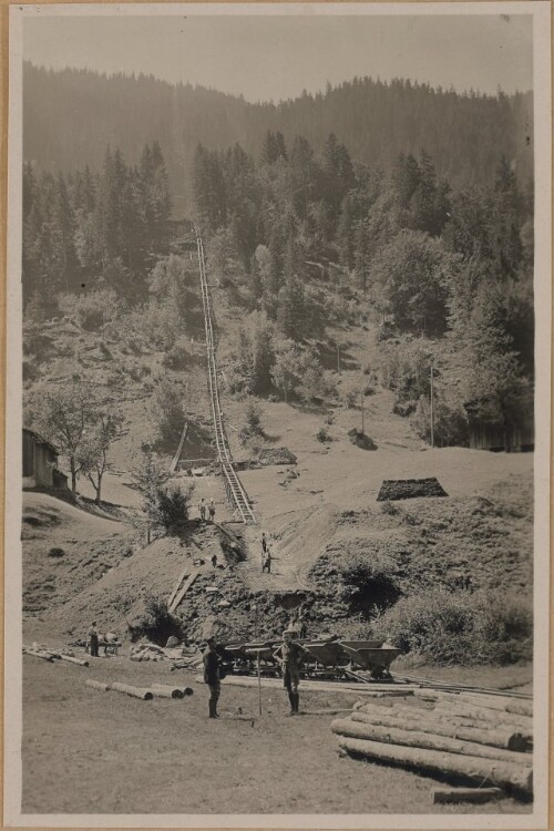 Rohrleitung, Baustelle Krümmer 1 u. Bau Hilfsschrägaufzug