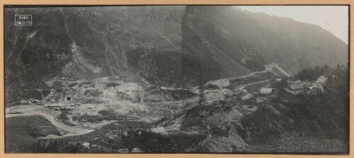 Gesamtbild der Baustelle Staumauer, vom Seelekopf gesehen