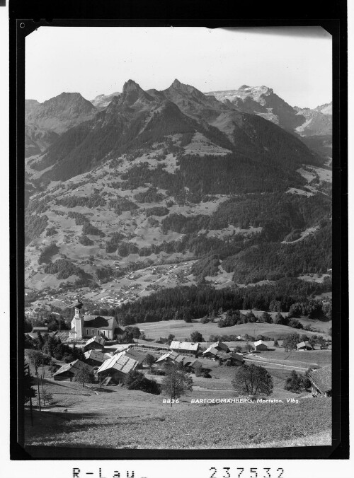 Bartolomäberg / Montafon / Vorarlberg : [Bartholomäberg mit Blick auf Tschagguns und Rhaetikon mit der Sulzfluh]