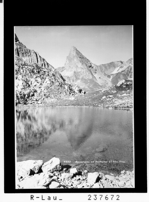 Knoppligsee mit Rockspitze 2746 m / Vorarlberg : [Der Knoppligsee im hinteren Almajurtal mit Blick zur Roggspitze / Tirol]
