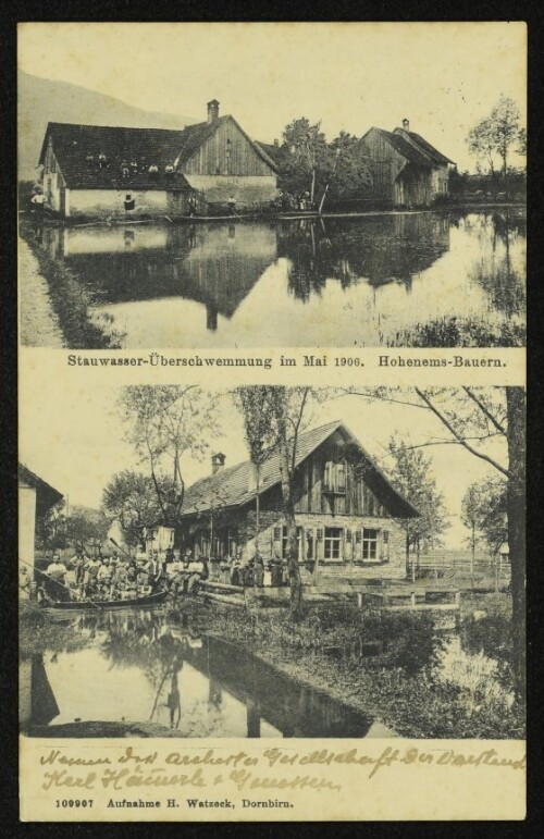 Stauwasser-Überschwemmung im Mai 1906. Hohenems-Bauern