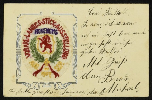 Vorarl. Landes-Stick-Ausstellung, Hohenems Aug.-Sep. 1907